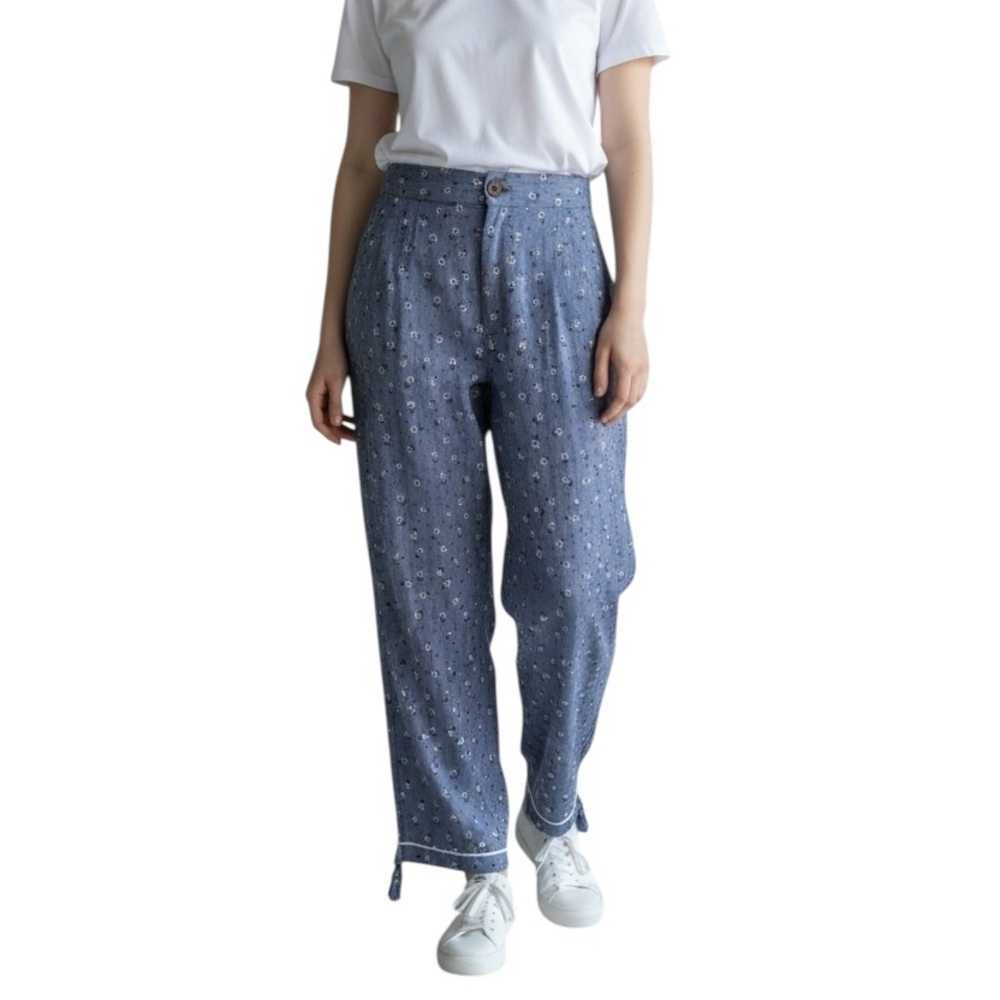UNIQUE VINTAGE Blue Floral Pants
